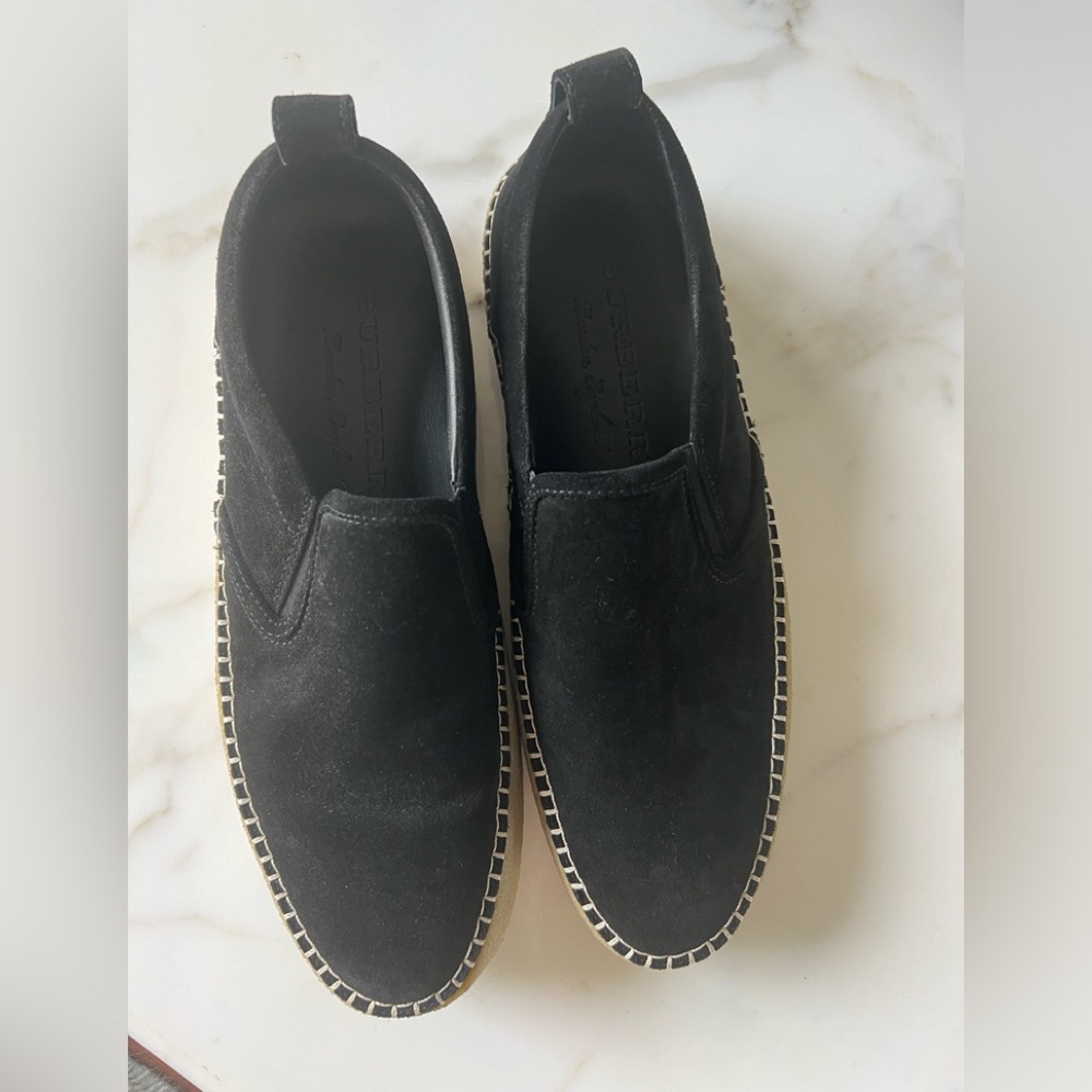 Burberry black suede slip on